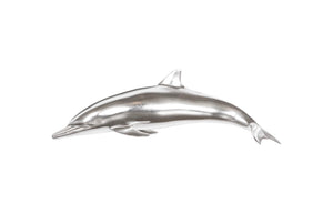 Phillips Collection Dolphin, Dolphin Wall Sculpture - Elegant Aluminum Decor for Modern & Coastal Home Interiors, 32" Long Silver Leaf PH64553