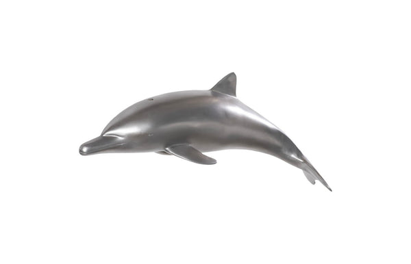 Phillips Collection Dolphin, Dolphin Wall Sculpture - Elegant Aluminum Decor for Modern & Coastal Home Interiors, 32" Long Polished Aluminum PH64554