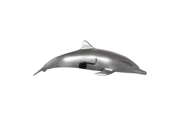 Phillips Collection Dolphin, Dolphin Wall Sculpture - Elegant Aluminum Decor for Modern & Coastal Home Interiors, 32" Long Polished Aluminum PH64554