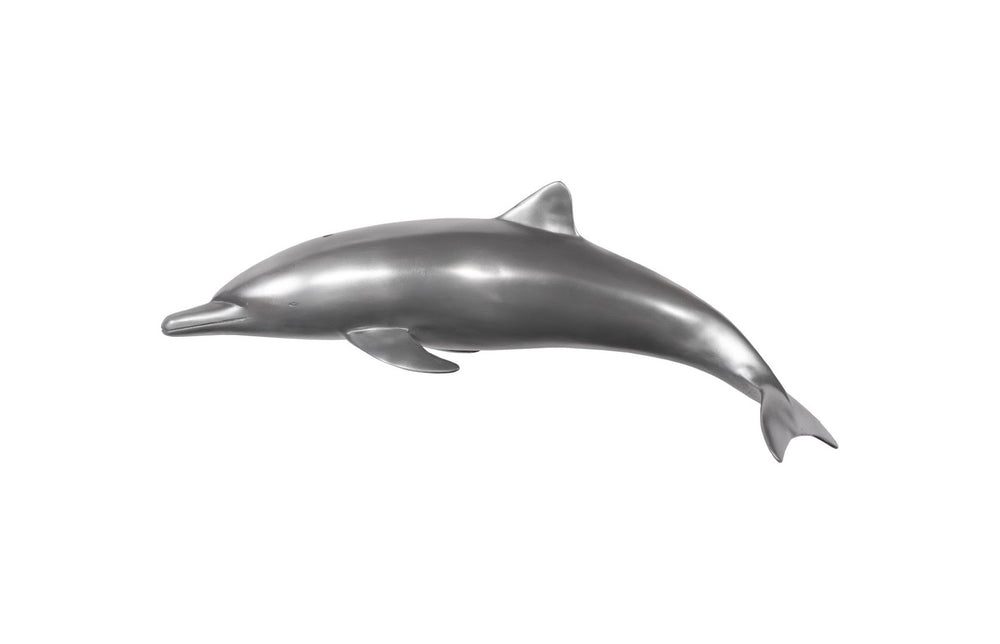 Phillips Collection Dolphin, Dolphin Wall Sculpture - Elegant Aluminum Decor for Modern & Coastal Home Interiors, 32" Long Polished Aluminum PH64554