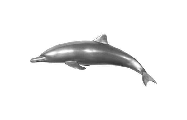 Phillips Collection Dolphin, Dolphin Wall Sculpture - Elegant Aluminum Decor for Modern & Coastal Home Interiors, 32" Long Polished Aluminum PH64554