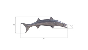 Phillips Collection Barracuda Fish Wall Sculpture - Striking Coastal Art with Modern Elegance for Any Interior Space Resin, Polished Aluminum Finish PH64559