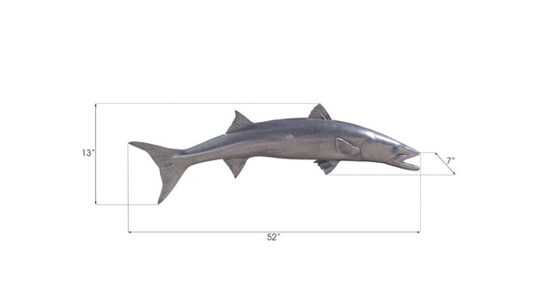 Phillips Collection Barracuda Fish Wall Sculpture - Striking Coastal Art with Modern Elegance for Any Interior Space Resin, Polished Aluminum Finish PH64559