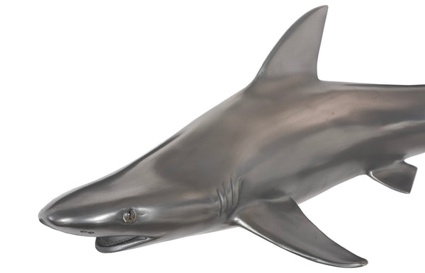 Phillips Collection Black Tip Reef Shark Wall Sculpture - Polished Aluminum Coastal Art for Modern Home Decor PH65284