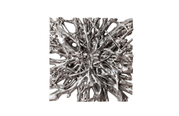Phillips Collection Square Root Large Silver Leaf Resin Wall Sculpture Organic Modern Focal Art LG PH65348