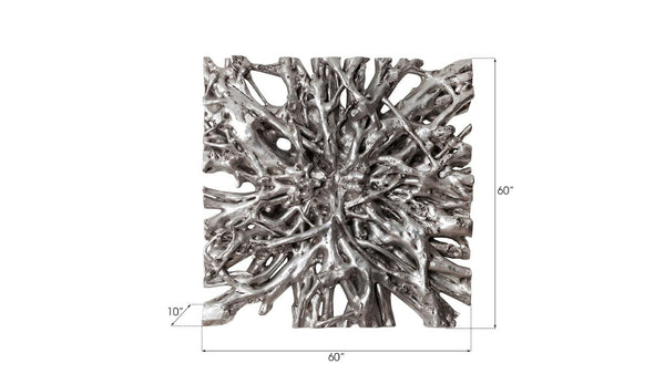 Phillips Collection Square Root Large Silver Leaf Resin Wall Sculpture Organic Modern Focal Art LG PH65348