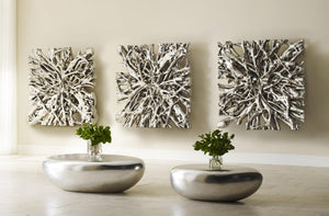 Phillips Collection Square Root Large Silver Leaf Resin Wall Sculpture Organic Modern Focal Art LG PH65348