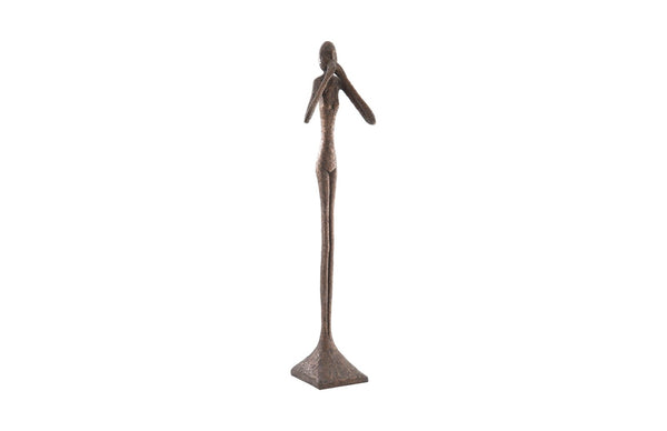 Phillips Collection Speak No Evil Slender Sculpture by Raymond Waites – Modern Organic Accent for Entryways & Living Rooms Large, Resin, Bronze Finish PH65571