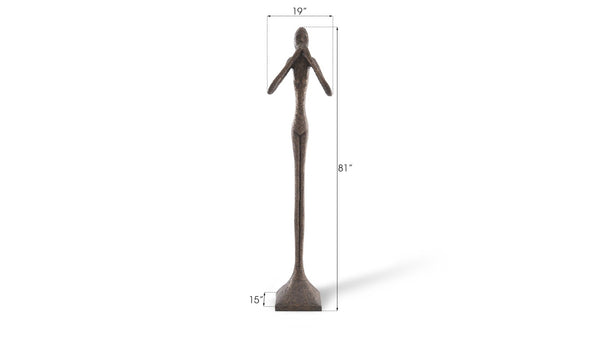 Phillips Collection Speak No Evil Slender Sculpture by Raymond Waites – Modern Organic Accent for Entryways & Living Rooms Large, Resin, Bronze Finish PH65571