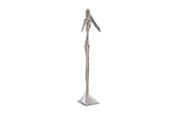Phillips Collection Speak No Evil Slender Sculpture by Raymond Waites – Modern Organic Accent for Entryways & Living Rooms Large, Resin, Silver Leaf PH66161