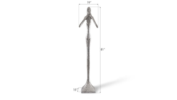 Phillips Collection Speak No Evil Slender Sculpture by Raymond Waites – Modern Organic Accent for Entryways & Living Rooms Large, Resin, Silver Leaf PH66161
