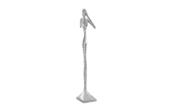 Phillips Collection See No Evil Slender Sculpture by Raymond Waites – Modern Minimalist Art for Elegant Home Decor Large, Resin, Silver Leaf PH66162