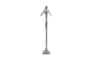 Phillips Collection Hear No Evil Skinny Sculpture by Raymond Waites - Modern Silver Leaf Art for Contemporary Spaces PH66163