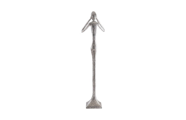 Phillips Collection Hear No Evil Skinny Sculpture by Raymond Waites - Modern Silver Leaf Art for Contemporary Spaces PH66163