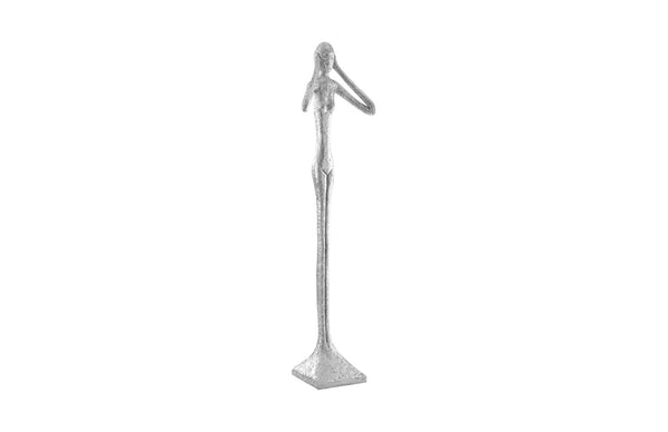 Phillips Collection Hear No Evil Skinny Sculpture by Raymond Waites - Modern Silver Leaf Art for Contemporary Spaces PH66163