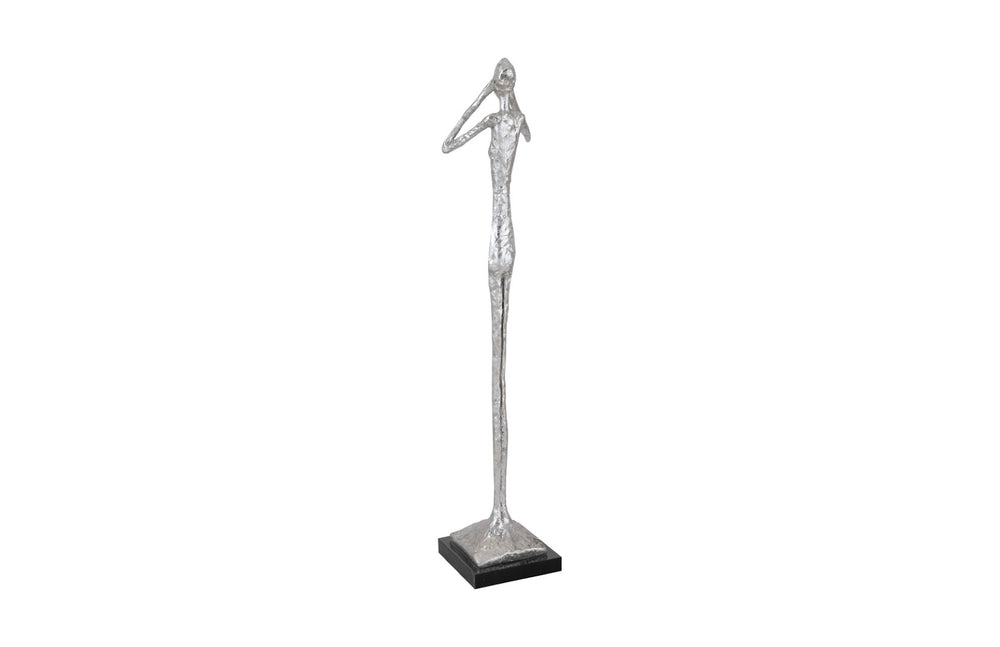 Phillips Collection See No Evil Skinny Sculpture By Raymond Waites - Modern Organic Decor For Timeless Elegance Silver Resin Ph66275