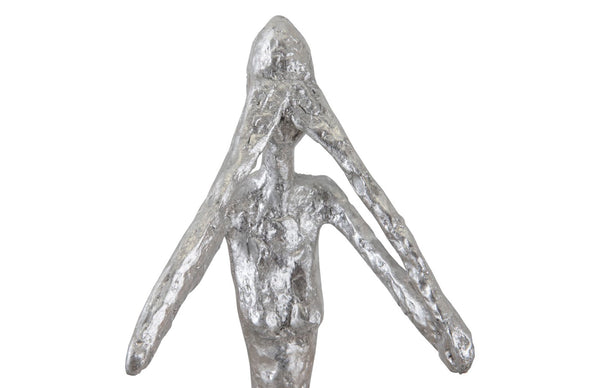 Phillips Collection See No Evil Skinny Sculpture By Raymond Waites - Modern Organic Decor For Timeless Elegance Silver Resin Ph66275