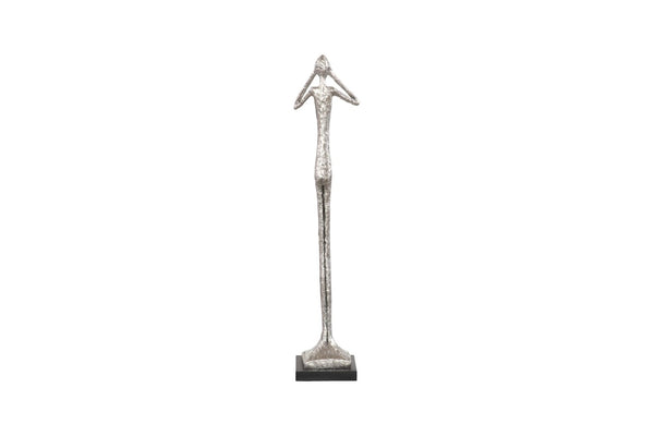 Phillips Collection Hear No Evil Sculpture by Raymond Waites – Modern Minimalist Art for Elegant Home Décor Display Small, Resin, Silver Leaf PH66276