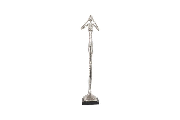 Phillips Collection Hear No Evil Sculpture by Raymond Waites – Modern Minimalist Art for Elegant Home Décor Display Small, Resin, Silver Leaf PH66276