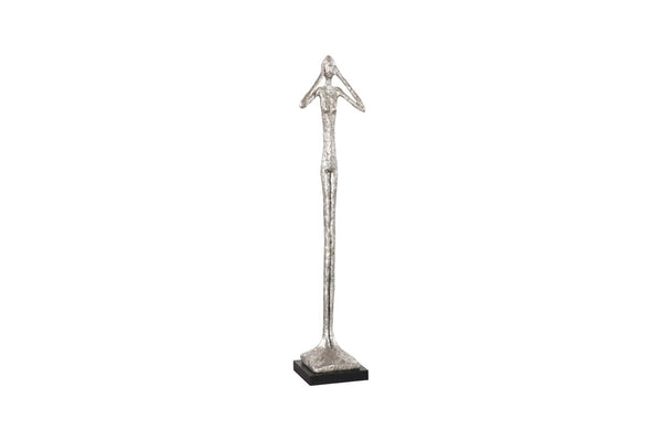 Phillips Collection Hear No Evil Sculpture by Raymond Waites – Modern Minimalist Art for Elegant Home Décor Display Small, Resin, Silver Leaf PH66276