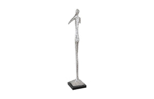 Phillips Collection Speak No Evil Slender Sculpture - Modern Organic Decorative Accent By Designer Raymond Waites Silver Resin Ph66277