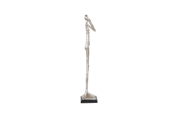 Phillips Collection Speak No Evil Slender Sculpture by Raymond Waites – Modern Organic Accent for Entryways & Living Rooms Small, Resin, Silver Leaf PH66277