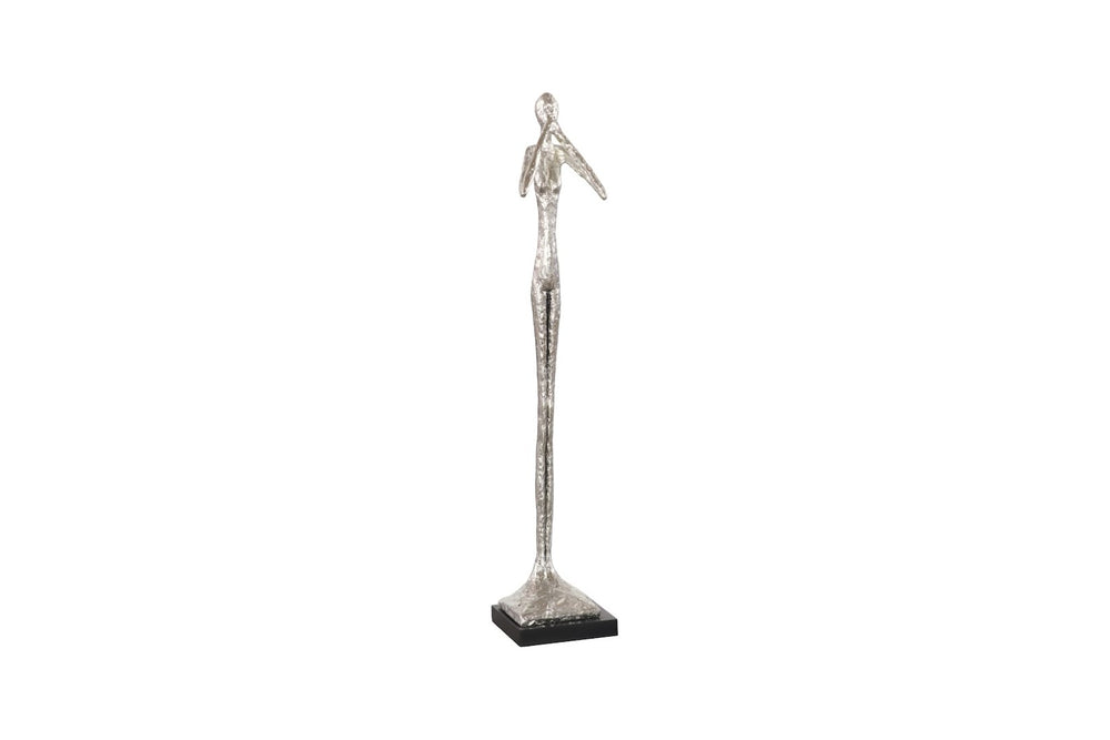Phillips Collection Speak No Evil Slender Sculpture by Raymond Waites – Modern Organic Accent for Entryways & Living Rooms Small, Resin, Silver Leaf PH66277