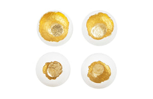 Phillips Collection Broken Egg Wall Art Sculptures - Modern Whimsy with Gold Leaf Interior for Elegant Home Decor White and Gold Leaf, Set of 4 PH66550