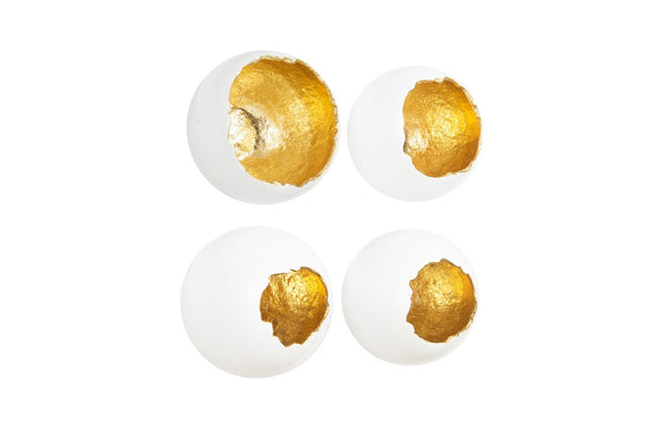 Phillips Collection Broken Egg Wall Art Sculptures - Modern Whimsy with Gold Leaf Interior for Elegant Home Decor White and Gold Leaf, Set of 4 PH66550