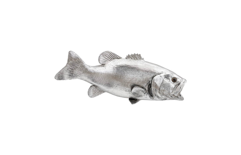 Phillips Collection Large Mouth Bass Wall Sculpture - Stunning Silver Leaf Resin Art for Modern Coastal Decor PH66570