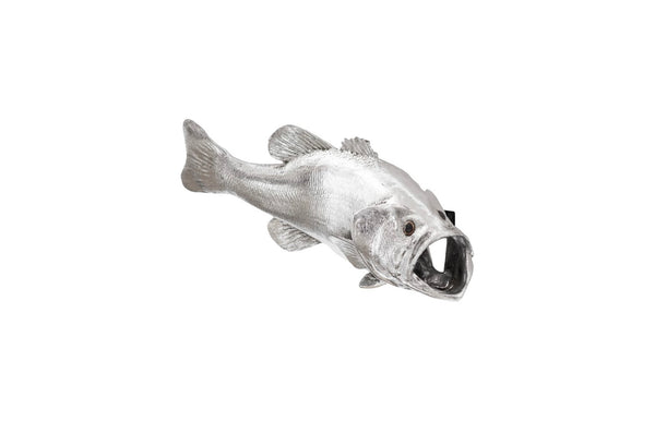 Phillips Collection Large Mouth Bass Wall Sculpture - Stunning Silver Leaf Resin Art for Modern Coastal Decor PH66570