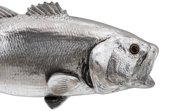 Phillips Collection Large Mouth Bass Wall Sculpture - Stunning Silver Leaf Resin Art for Modern Coastal Decor PH66570