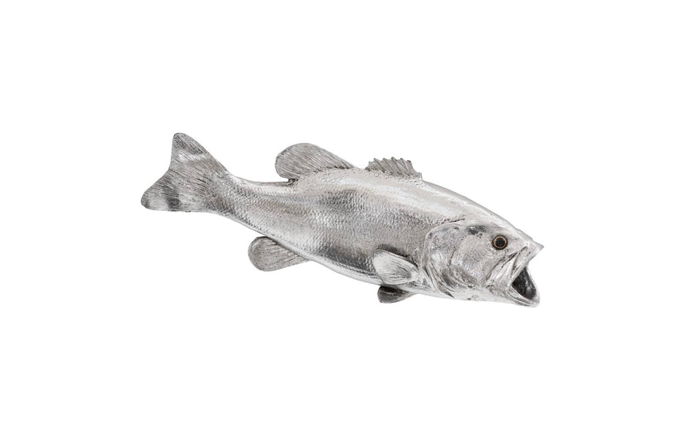Phillips Collection Large Mouth Bass Wall Sculpture - Stunning Silver Leaf Resin Art for Modern Coastal Decor PH66570
