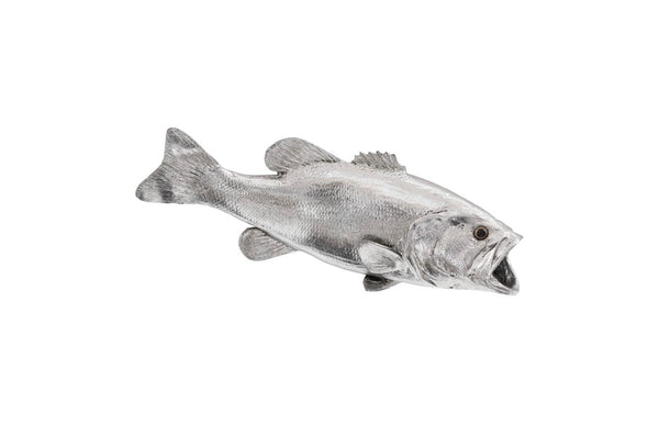 Phillips Collection Large Mouth Bass Wall Sculpture - Stunning Silver Leaf Resin Art for Modern Coastal Decor PH66570