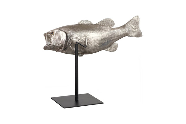 Phillips Collection Large Mouth Bass Sculpture in Silver Leaf Finish - Elegant Home Décor for Modern Interiors & More PH66612