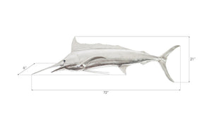 Phillips Collection Blue Marlin Fish Wall Sculpture – Elegant Coastal Décor for Modern Interiors and Dynamic Spaces Resin, Silver Leaf PH66671