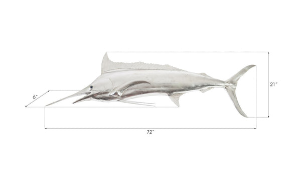 Phillips Collection Blue Marlin Fish Wall Sculpture – Elegant Coastal Décor for Modern Interiors and Dynamic Spaces Resin, Silver Leaf PH66671