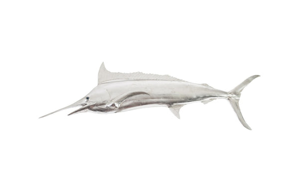 Phillips Collection Blue Marlin Fish Wall Sculpture – Elegant Coastal Décor for Modern Interiors and Dynamic Spaces Resin, Silver Leaf PH66671
