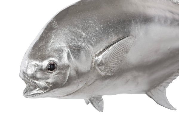 Phillips Collection Permit Fish Wall Sculpture - Coastal Charm Meets Modern Organic Design for Stunning Home Accents Resin, Silver Leaf PH66836