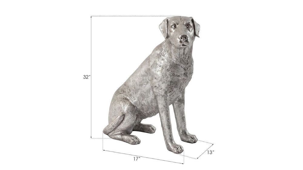 Phillips Collection Labrador Sculpture in Silver Leaf Finish - Charming Artisanal Accent for Modern Home Decor Styles PH67116