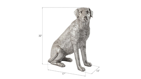Phillips Collection Labrador Sculpture in Silver Leaf Finish - Charming Artisanal Accent for Modern Home Decor Styles PH67116