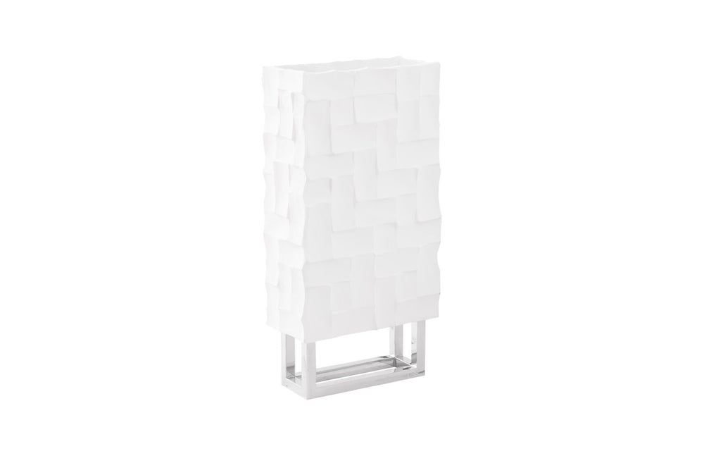 Phillips Collection Radica Tall Vase - Sculptural Statement Piece with Artisanal Texture & Modern Stainless-Steel Base PH67172