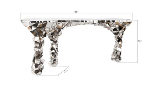 Phillips Collection Crazy Cut Stainless Steel Console Table Sculpted Faceted Entryway Statement Piece PH67176