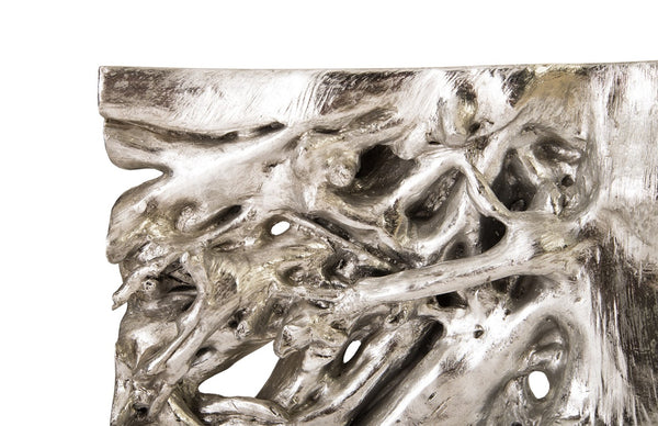 Phillips Collection Square Root Console Table - Modern Organic Design for Entryway, Hallway, or Living Room Decor Silver Leaf PH67479