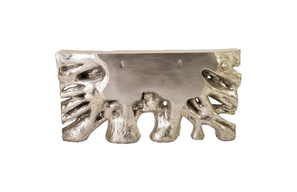 Phillips Collection Square Root Console Table - Modern Organic Design for Entryway, Hallway, or Living Room Decor Silver Leaf PH67479