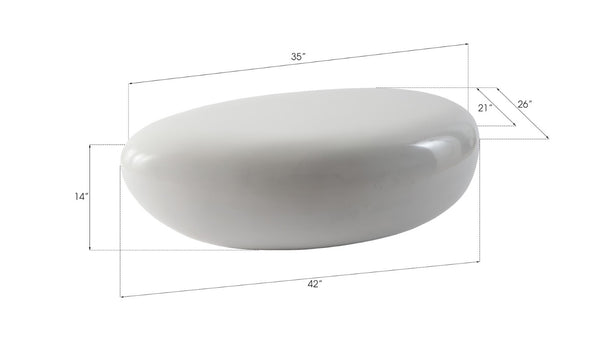 Phillips Collection River Stone Coffee Table - Elegant Gel Coat White Finish with Organic Design for Modern Living Spaces PH67485