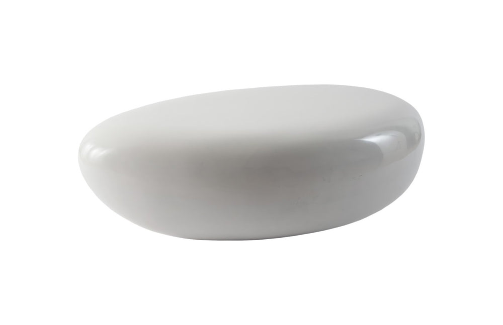 Phillips Collection River Stone Coffee Table - Elegant Gel Coat White Finish with Organic Design for Modern Living Spaces PH67485