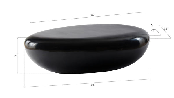 Phillips Collection River Stone Coffee Table - Sculptural Gel Coat Black Design, Durable & Family-Friendly Centerpiece PH67486