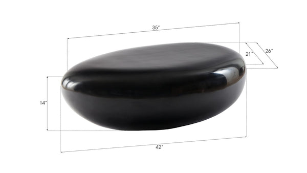 Phillips Collection River Stone Coffee Table - Black Gel-Coat Finish, Organic Design, Durable & Family-Friendly Style PH67487
