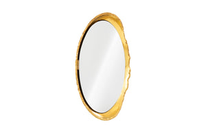 Phillips Collection Broken Egg Mirror - Sculptural Modern Wall Décor with Fluted Edge for Contemporary Interiors White and Gold Leaf PH67505